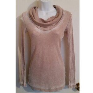 SPLENDID grunge distressed faded washed out top runs S/Xs cowl neck.